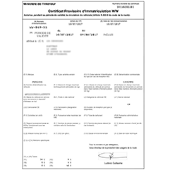 Certificat provisoire d'immatriculation
